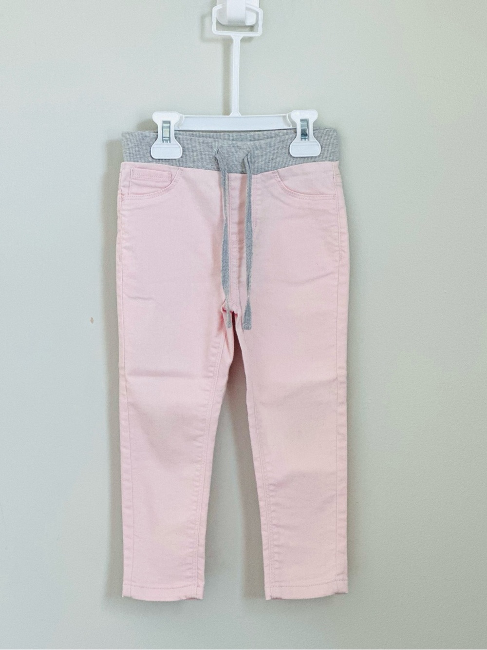 Wonderkids Pink with Gray Elastic Waistband denim